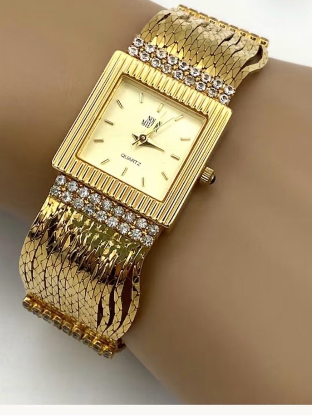 VINTAGE Nolan Miller Gold Mesh Bracelet Watch NIB